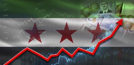 Syria financial growth on market graph. Syrian economic growth on financial graph