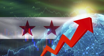 Global financial growth with Syria flag. Financial growth with Syria flag on economic background