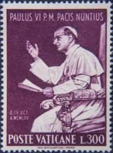 Paul VI (1897-1978) was Pope from 1963 until his death. Portrait on Vatican City postage stamp