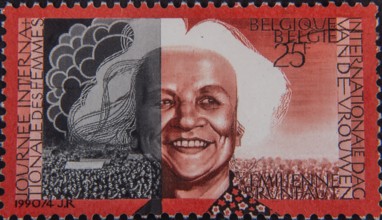Emilienne Brunfaut (1908-1986) Belgian politician. Portrait on Belgian postage stamp