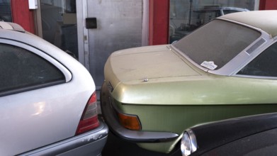 Photograph of cars parked close together, Hanover, Lower Saxony, Germany