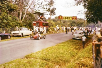 Start line of motor racing event, Gap Hill Climb, Singapore Motor Club, Singapore, south east Asia