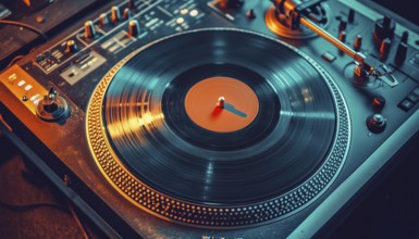 Top-View Retro Analog Dj Turntable: High-Quality Vintage Audio Equipment For Hip-Hop Concerts In