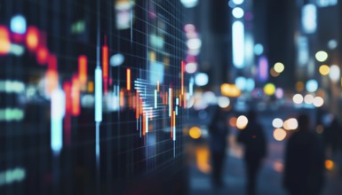 Candlestick Graph Depicting People, Stock Market Analysis, Forex Trading, Business Analytics, And