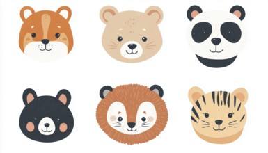 Adorable And Minimalistic Animal Portraits: Hare, Tiger, Bear, Fox, Panda, Lion - Perfect For