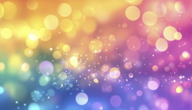 Trendy Sale With Full Bokeh Effect: Abstract Blurred Rainbow Elements And Mockup With Gradient Neon