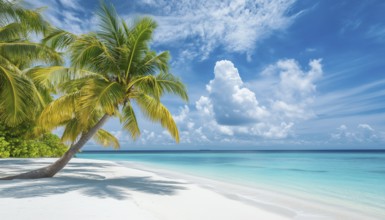 Idyllic Maldives: A Tropical Paradise With Pristine Beaches, Lush Palm Trees, And Serene Blue Skies