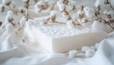 White Table With Bed Sponge And Spring Covered In Cotton- A Clean And Comfortable Display For A