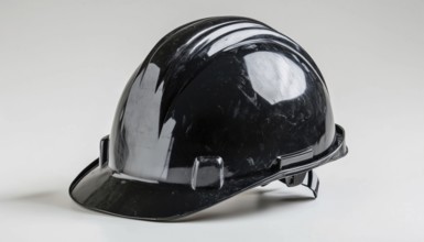 Black Construction Hard Hat: Durable Head Protection For Construction Work. This Hard Hat Is