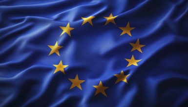 Symbol Of The European Union: Flag With Circular Stars Representing Eu. Iconic Logo Of The Eu