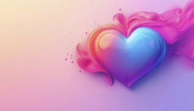 Trendy Gradient Heart Pastel Love Cover For Valentine'S Day: Romantic Symbol Poster To Decorate For