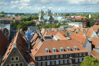 Aerial view, old town with St Paul's Cathedral, Münster, North Rhine-Westphalia, Germany