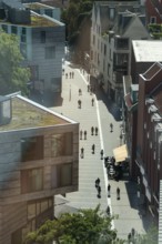 Pedestrian zone, bird's eye view, Heinrich-Brüning-Strasse, Münster, North Rhine-Westphalia,