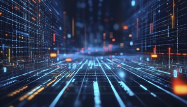 Digital Image Showing Statistics Processing Across A Grid: Global Business, Data Processing, And