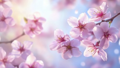 Realistic Cherry Blossom Flowers In Spring Horizontal Layout For Various Design Projects Such As