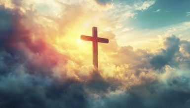 Ascension Day With Cross Against Sky: A Digital Composite Celebrating The Christian Holiday Of