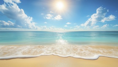 Inspirational Nature Landscape: Stunning Tropical Beach Scenery With Sea, Sand, Sky, Sun, Clouds,