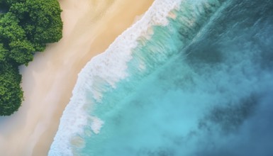 Soothing Aerial Beach Scene For A Summer Vacation Getaway: Stunning Blue Ocean View, Peaceful