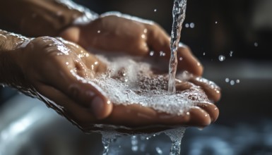 Clean Hands With Running Tap Water For Hygiene: A Refreshing Hand Wash Experience, AI generated