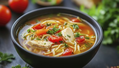 Turkish Chicken Noodle Soup With Tomato: Domatesli Tavuklu Sehriye Corbasi - A Traditional And