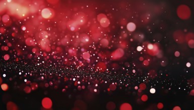 Abstract Red Glitter On Black Card For Valentine'S Day, Christmas, And Wedding Celebrations