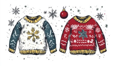 Festive Invitation Or Poster For Christmas Holiday Celebrations: Ugly Sweater Party. Join Us For A