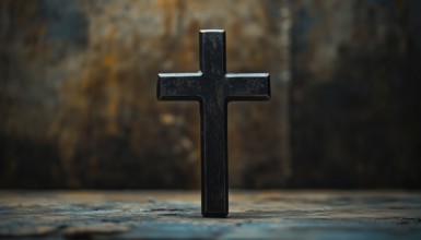 Black Cross: Symbol Of Christian Faith And Religion. This Iconic Christian Symbol Represents The