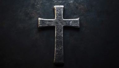 Black Religion Symbol: Christian Cross. A Christian Cross That Is A Symbol Of The Religion,