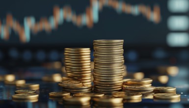 Achieving Financial Success With Piles Of Gold Coins: Visualizing Stock Market Growth For Financial