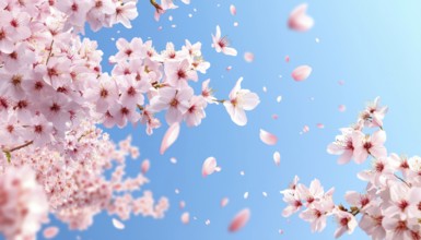 Realistic Sakura Vertical Template For Spring Sale Promotion With Discount On Blossoming Flowers