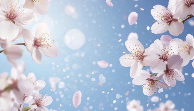 Realistic Sakura Spring Sale Vertical Template With Discount Of Blossoming Flowers On Blue Sky