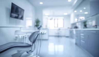 Blurred Interior Of Contemporary Dental Clinic: A Defocused View Of A Modern Dental Office Setting