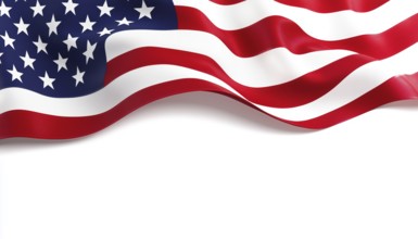 Digital Image Of United States Flag Waving With Copy Space Above. Symbol Of American Pride,
