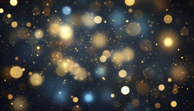 Elegant New Year And Christmas Celebration With Sparkling Golden Lights On Dark Background -