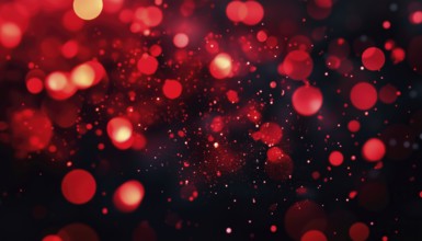 Elegant Red Glitter Blur On Black Background: Perfect Card For Valentine'S Day, Christmas, And