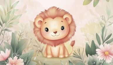 Adorable Lion Print Perfect For T-Shirts, Home Decor, Posters, And Cards. Versatile Design For