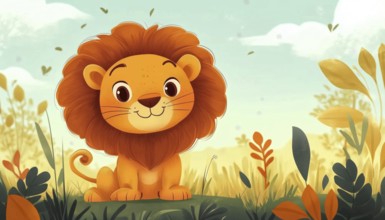 Adorable Lion Design For Printing On T-Shirts, Home Decor, Posters, And Cards. Versatile And Fun