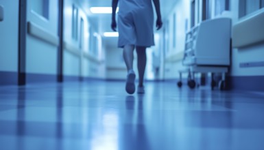 Hospital Patient Walking: An Individual Strolling Within The Hospital Premises, Possibly Receiving