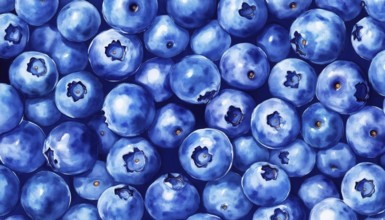 Hand-Drawn Blueberry Pattern: Endless, Fresh And Delicious Forest Berries For Healthy Nutrition And