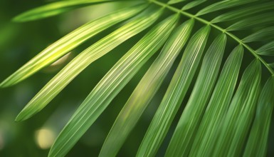 Palm Leaf Can Be Described As A Flat, Green Frond That Grows From The Trunk Of A Palm Tree, Often
