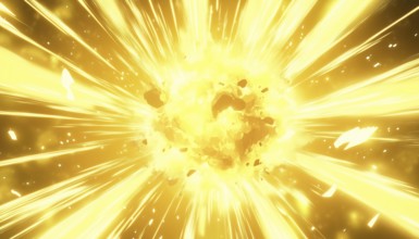 Energetic Anime - Vibrant Yellow Explosion Effect In 16:9 Aspect Ratio, Bringing Dynamic Impact And