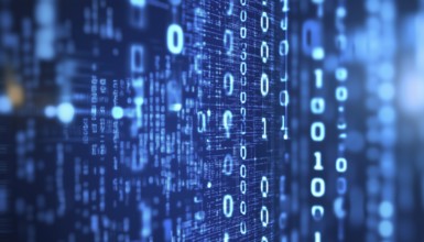 Enhanced Digital Display Technology: White Numbers On Blue For Data Analysis, Cybersecurity,