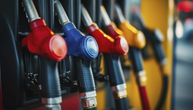 Petrol Station Advertising Discount On Fuel Sale: Refill Pump Gun Filling Petroleum Diesel Energy