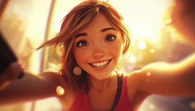 Cheerful Selfie Emoji - A Playful And Happy Emotion Captured In A Selfie, Showcasing Pure Joy And