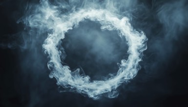 Abstract Realistic Circle Smoke Ure: A Template Of A Round Smoke Ring With Cloud Swirl Shape, AI