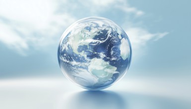 Shiny Transparent Earth Floating In Space: A Beautiful Representation Of Our Planet Suspended In