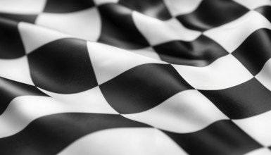 Black And White Racing Flag With Checkered Design. Empty Space For Text. Ideal For Racing Events