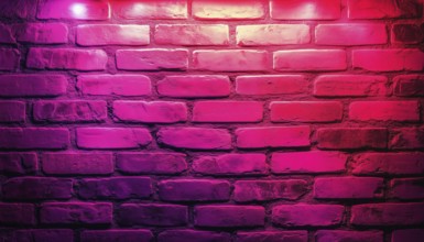 Pink Brick Wall With Light Neon Pattern: Abstract Background Perfect For Night Party Posters Or