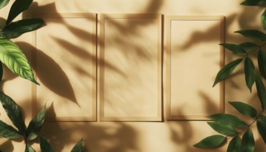 Stylish Social Media Poster Template Featuring Collage Of Photo Frames With Shadowy Leaves On