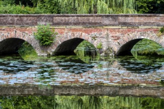 Arched bridge, Senden Castle, Senden, North Rhine-Westphalia, Germany
